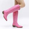 imageGLOBALWIN Womens Knee High Long Pointed Toe Western Cowboy Boots For Women23yy03 Pink
