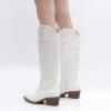 imageGLOBALWIN Womens Knee High Long Pointed Toe Western Cowboy Boots For Women23yy03 White