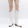imageGLOBALWIN Womens Knee High Long Pointed Toe Western Cowboy Boots For Women23yy03 White