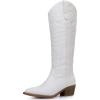 imageGLOBALWIN Womens Knee High Long Pointed Toe Western Cowboy Boots For Women23yy03 White
