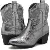 imageGLOBALWIN Womens The Western Wear Fashion Cowboy Cowgirl Free Birds Country Concert Disco Outfits Low Heel Walking Boots For Ladies19yy16 Dark Silver