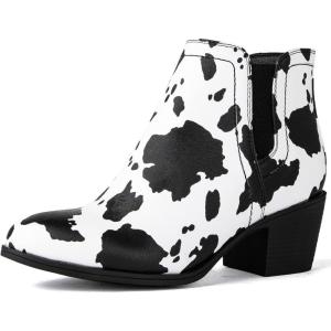 imageGLOBALWIN Womens Cowgirl boots Western Short Ankle Pull On Comfortable Cowboy Boots For Women Low Heel21yy01 Cow