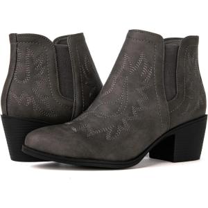 imageGLOBALWIN Womens Cowgirl boots Western Short Ankle Pull On Comfortable Cowboy Boots For Women Low Heel21yy01 Grey2