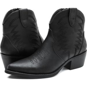 imageGLOBALWIN Womens Western Boots Ankle Cowboy Boots For WomenBlack