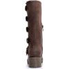 imageGLOBALWIN Chunky Mid Calf Fashion Dressy Motocycle Biker Military Style Combat Boots for Women Low Heel23yy11 Brown