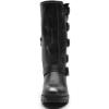 imageGLOBALWIN Chunky Mid Calf Fashion Dressy Motocycle Biker Military Style Combat Boots for Women Low Heel23yy11 Silver Distressed