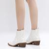 imageGLOBALWIN Cowboy Boots For Women Pointed Toe Pull On Chelsea Ankle Booties The Western Cowgirl Boots23yy05 White