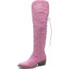 imageGLOBALWIN Womens Cowboy Western Fashion Over The Knee Thigh High Cowgirl Boots Low Heel23yy08 Pink