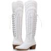 imageGLOBALWIN Womens Cowboy Western Fashion Over The Knee Thigh High Cowgirl Boots Low Heel23yy08 White