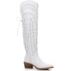 imageGLOBALWIN Womens Cowboy Western Fashion Over The Knee Thigh High Cowgirl Boots Low Heel23yy08 White