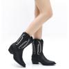 imageGLOBALWIN Womens Cowgirl Boots Mid Calf Western Cowboy Boots For Women Comfortable Low Heel With Zipper23yy09 Black3