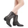 imageGLOBALWIN Womens Cowgirl Boots Mid Calf Western Cowboy Boots For Women Comfortable Low Heel With Zipper23yy09 Grey