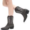 imageGLOBALWIN Womens Cowgirl Boots Mid Calf Western Cowboy Boots For Women Comfortable Low Heel With Zipper23yy09 Grey