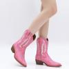 imageGLOBALWIN Womens Cowgirl Boots Mid Calf Western Cowboy Boots For Women Comfortable Low Heel With Zipper23yy09 Pink