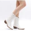 imageGLOBALWIN Womens Cowgirl Boots Mid Calf Western Cowboy Boots For Women Comfortable Low Heel With Zipper23yy09 White