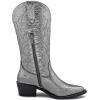 imageGLOBALWIN Womens Mid Calf Western Cowboy Boots Cowgirl Boots for Women with Floral Embroidery Side Zipper Chunky Heel23yy13 Dark Silver2