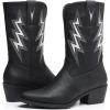 imageGLOBALWIN Womens Mid Calf Western Cowboy Cowgirl Pointed Toe Boots With Chunky Low Heels23yy10 Black
