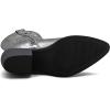 imageGLOBALWIN Womens Mid Calf Western Cowboy Cowgirl Pointed Toe Boots With Chunky Low Heels23yy10 Dark Silver