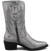 imageGLOBALWIN Womens Mid Calf Western Cowboy Cowgirl Pointed Toe Boots With Chunky Low Heels23yy10 Dark Silver
