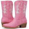 imageGLOBALWIN Womens Mid Calf Western Cowboy Cowgirl Pointed Toe Boots With Chunky Low Heels23yy10 Pink