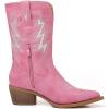 imageGLOBALWIN Womens Mid Calf Western Cowboy Cowgirl Pointed Toe Boots With Chunky Low Heels23yy10 Pink