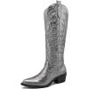imageGLOBALWIN Womens The Western Cowboy Cowgirl Embroidered Knee High Boots23yy12 Dark Silver2