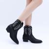 imageGLOBALWIN Womens Western Charm Cowgirl Boots Mid Calf Comfy Cowboy Boots For Women With Pointed Toe23yy07 Black