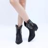imageGLOBALWIN Womens Western Charm Cowgirl Boots Mid Calf Comfy Cowboy Boots For Women With Pointed Toe23yy07 Black