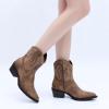 imageGLOBALWIN Womens Western Charm Cowgirl Boots Mid Calf Comfy Cowboy Boots For Women With Pointed Toe23yy07 Camel