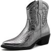 imageGLOBALWIN Womens Western Charm Cowgirl Boots Mid Calf Comfy Cowboy Boots For Women With Pointed Toe23yy07 Dark Silver