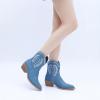 imageGLOBALWIN Womens Western Charm Cowgirl Boots Mid Calf Comfy Cowboy Boots For Women With Pointed Toe23yy07 Denim Blue