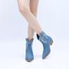imageGLOBALWIN Womens Western Charm Cowgirl Boots Mid Calf Comfy Cowboy Boots For Women With Pointed Toe23yy07 Denim Blue