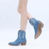imageGLOBALWIN Womens Western Charm Cowgirl Boots Mid Calf Comfy Cowboy Boots For Women With Pointed Toe23yy07 Denim Blue