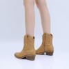 imageGLOBALWIN Womens Western Charm Cowgirl Boots Mid Calf Comfy Cowboy Boots For Women With Pointed Toe23yy07 Kahki