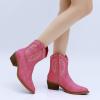 imageGLOBALWIN Womens Western Charm Cowgirl Boots Mid Calf Comfy Cowboy Boots For Women With Pointed Toe23yy07 Pink