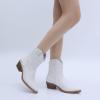 imageGLOBALWIN Womens Western Charm Cowgirl Boots Mid Calf Comfy Cowboy Boots For Women With Pointed Toe23yy07 White