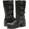 imageGLOBALWIN Chunky Mid Calf Fashion Dressy Motocycle Biker Military Style Combat Boots for Women Low Heel23yy11 Brown Distressed