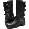imageGLOBALWIN Chunky Mid Calf Fashion Dressy Motocycle Biker Military Style Combat Boots for Women Low Heel24yy02 Distressed Silver