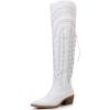 imageGLOBALWIN Womens Cowboy Western Fashion Over The Knee Thigh High Cowgirl Boots Low Heel23yy08 White