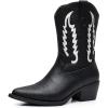 imageGLOBALWIN Womens Cowgirl Boots Mid Calf Western Cowboy Boots For Women Comfortable Low Heel With Zipper23yy09 Black1