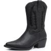 imageGLOBALWIN Womens Cowgirl Boots Mid Calf Western Cowboy Boots For Women Comfortable Low Heel With Zipper23yy09 Black2