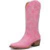 imageGLOBALWIN Womens Mid Calf Western Cowboy Boots Cowgirl Boots for Women with Floral Embroidery Side Zipper Chunky Heel23yy13 Pink