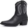 imageGLOBALWIN Womens Western Charm Cowgirl Boots Mid Calf Comfy Cowboy Boots For Women With Pointed Toe23yy07 Black