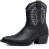 imageGLOBALWIN Womens Western Charm Cowgirl Boots Mid Calf Comfy Cowboy Boots For Women With Pointed Toe23yy07 Black2