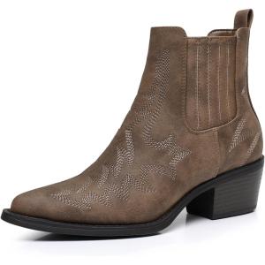 imageGLOBALWIN Cowboy Boots For Women Pointed Toe Pull On Chelsea Ankle Booties The Western Cowgirl Boots23yy05 Camel
