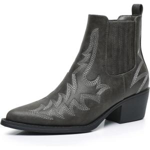 imageGLOBALWIN Cowboy Boots For Women Pointed Toe Pull On Chelsea Ankle Booties The Western Cowgirl Boots23yy05 Grey