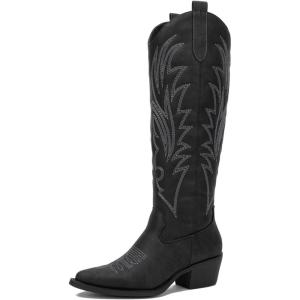 imageGLOBALWIN Womens The Western Cowboy Cowgirl Embroidered Knee High Boots23yy12 Black