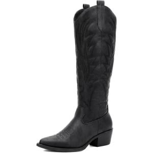 imageGLOBALWIN Womens The Western Cowboy Cowgirl Embroidered Knee High Boots23yy12 Black2