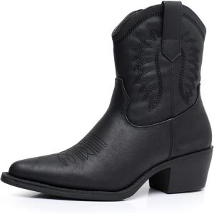 imageGLOBALWIN Womens Western Charm Cowgirl Boots Mid Calf Comfy Cowboy Boots For Women With Pointed Toe23yy07 Black3