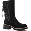 imageGLOBALWIN Womens Biker Boots Lace up Back Mid Calf Motorcycle Fashion Festival Boots Combat Riding Military Boots for Women19yy19 Black2
